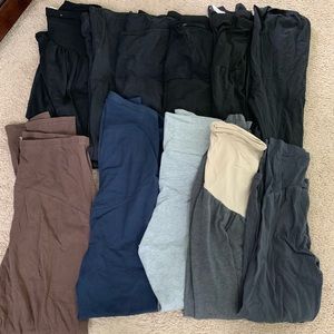 11 pair of maternity leggings